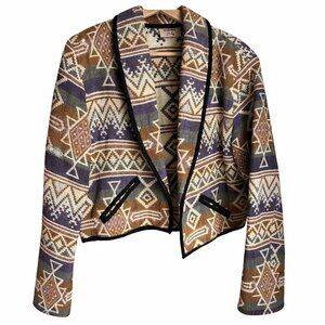 🐎Vintage 90s Western Cropped Jacket • Western Ranch Cowgirl Boho Blazer • Aztec